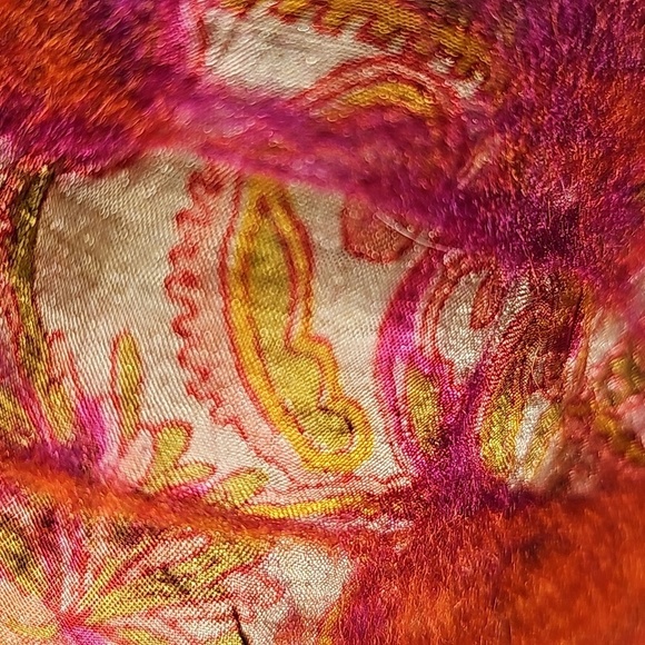 Wool and silk scarf, orange and purple. Soft and lightweight. - Picture 7 of 7